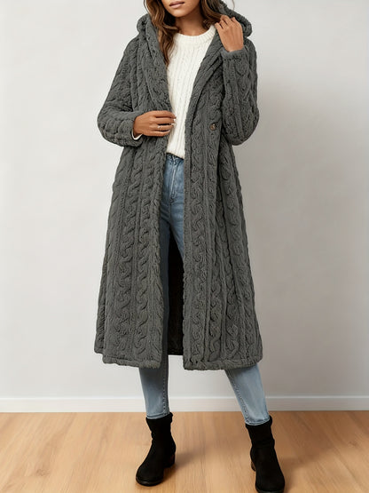Elegant Women's Long Cardigan - Stylish Outer-Style Bathrobe, Machine Washable, All-Season Sweater, Daily Button-Up Mid-Length Coat, Structured Design, Suitable for All Seasons, Women's Lightweight and Breathable Spring/Autumn Bathrobe