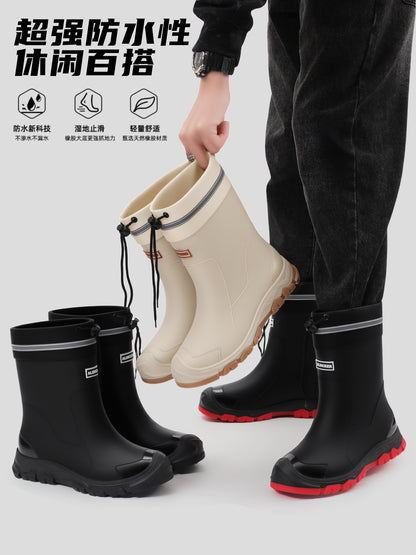 Short Shoes, Outdoor Unisex Large Size Non-Slip Rain Boots, with Adjustable Drawstring Opening, Suitable for Rainy Day Outings, Hiking, Fishing, Work, And Construction Sites