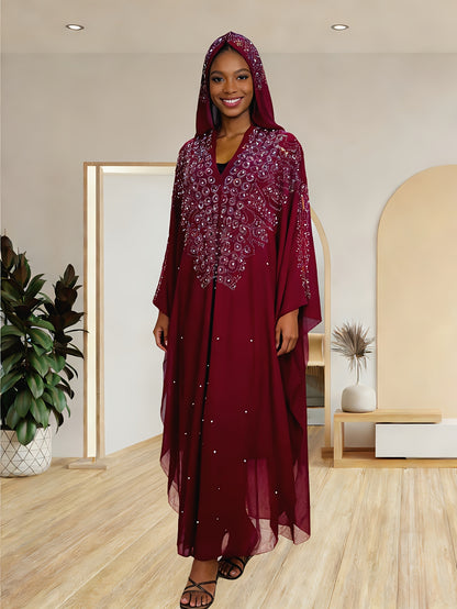 Chic Shawl Adorned with Sequins And Rhinestones for Spring - Features a Relaxed Fit, Long Sleeves, Tassel Details, And Golden Accents, Ideal for Fashion in The Middle East And Southeast Asia, a Dazzling Outfit