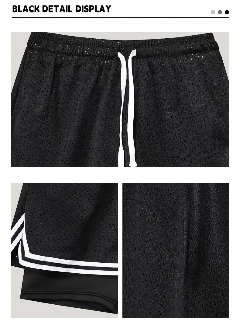 1pc Of Sports Basketball Shorts, Loose And Comfortable, Sweat Wicking And Breathable, Outdoor Running Lined with Stretch Cloth Quick-drying Training Pants