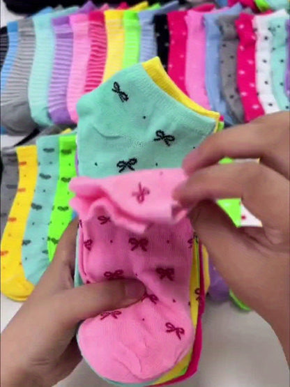 10 Pairs/ 20 Pairs Random Of Candy-colored Socks, Casual And Breathable Low-cut Random Socks, Women's Stockings And Stockings, Long Stockings And Pantyhose, Comfortable, Soft And Breathable.