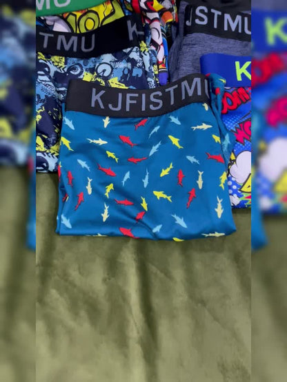 16pcs Random KJFISTMU Men'S Graffiti Letter Striped Printed Shorts - Comfortable Loose Shorts, Breathable, Soft, Elastic Waistband, Quick-Drying - Suitable for Daily Wear And Sports, All-Season Wear