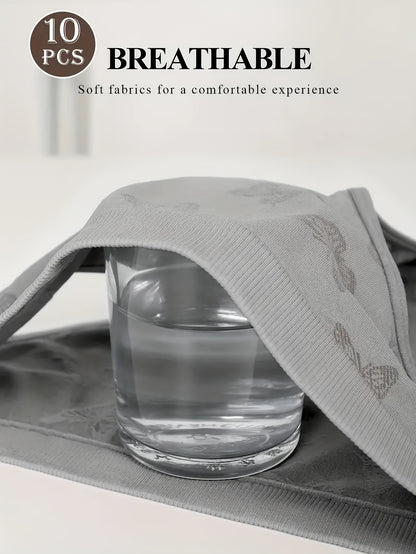 10pcs Set Of Women'S Elegant Butterfly Pattern Nylon Panties, Soft And Comfortable, Opaque - Machine Washable.