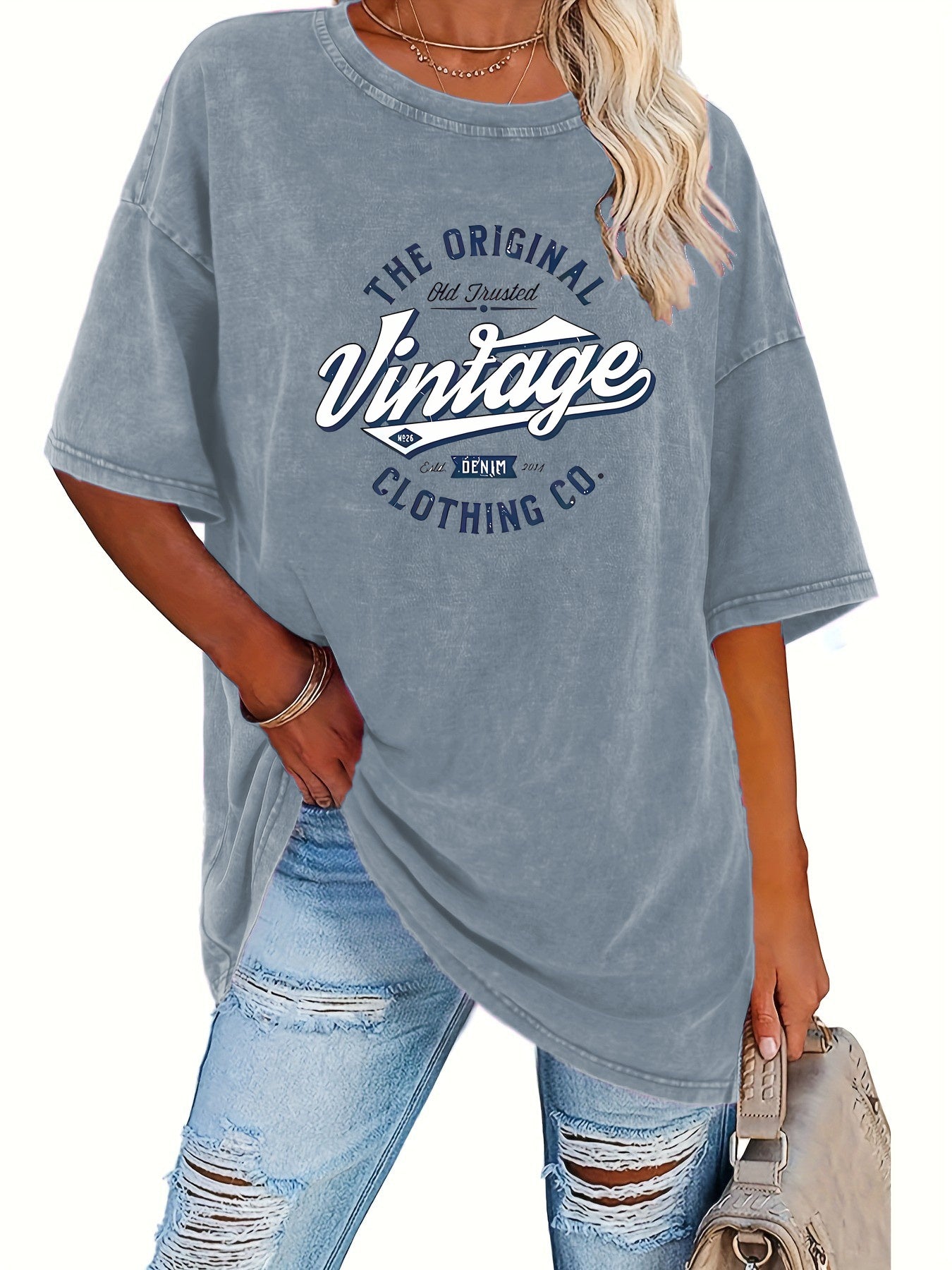 Vintage Style Women'S T-Shirt - 230G Heavyweight, Round Neck, Short Sleeves, Retro Urban Fashion, Machine Washable, Ideal for Casual Spring/Summer Outfits, Relaxed Fit Tee