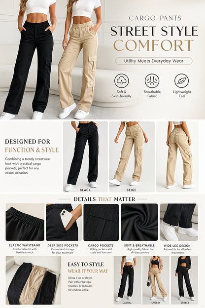 1 Pair Women'S High-Waisted Multi-Pocket Sporty Work Pants. Comfortable And Breathable. Suitable for Daily Outings, Shopping, Dating, Casual Wear, Weddings, Formal Events, And Graduation Ceremonies. The Perfect Choice for Gatherings with Friends