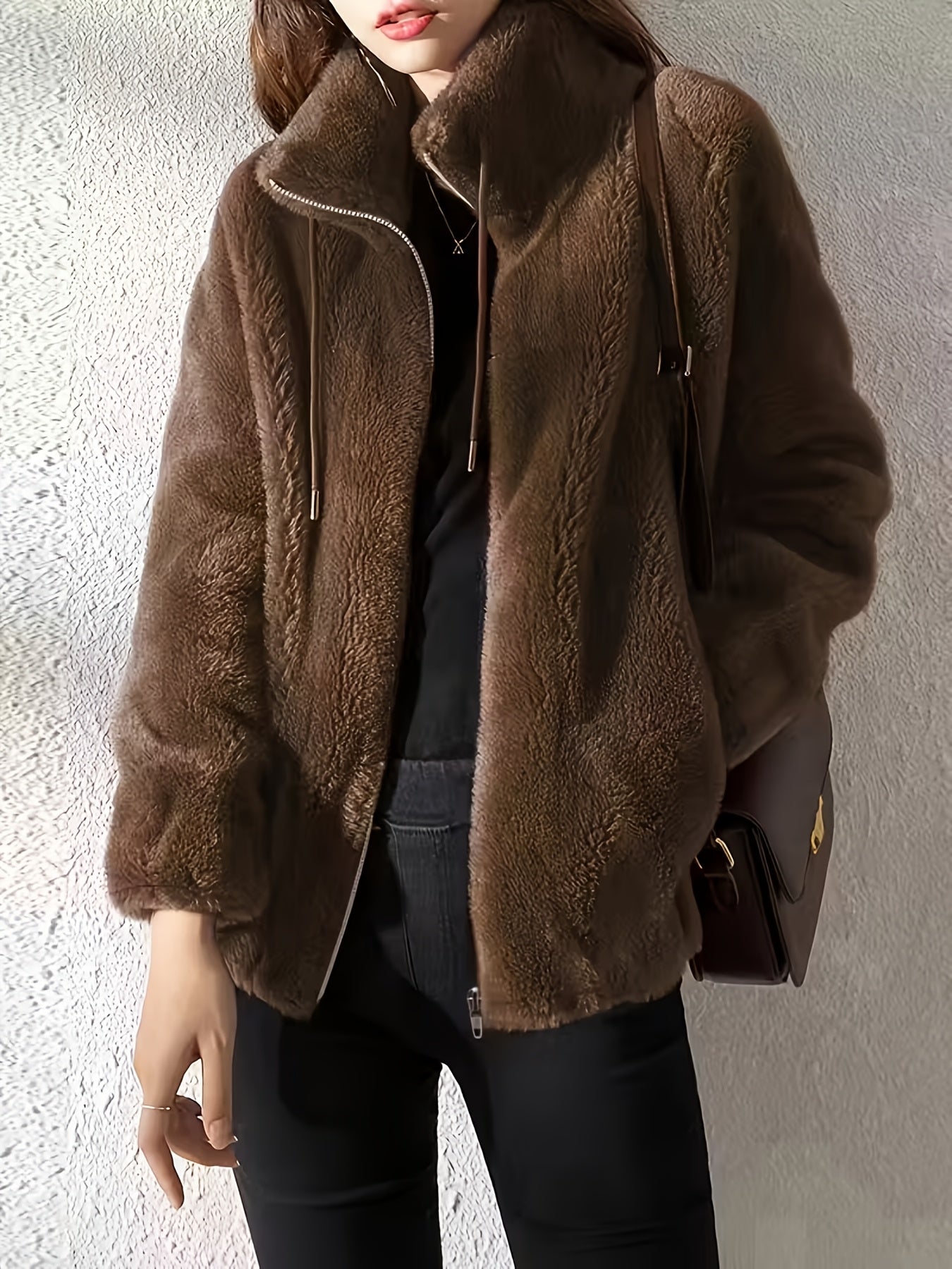 Women's Dark Brown Polyester Jacket - product view 5
