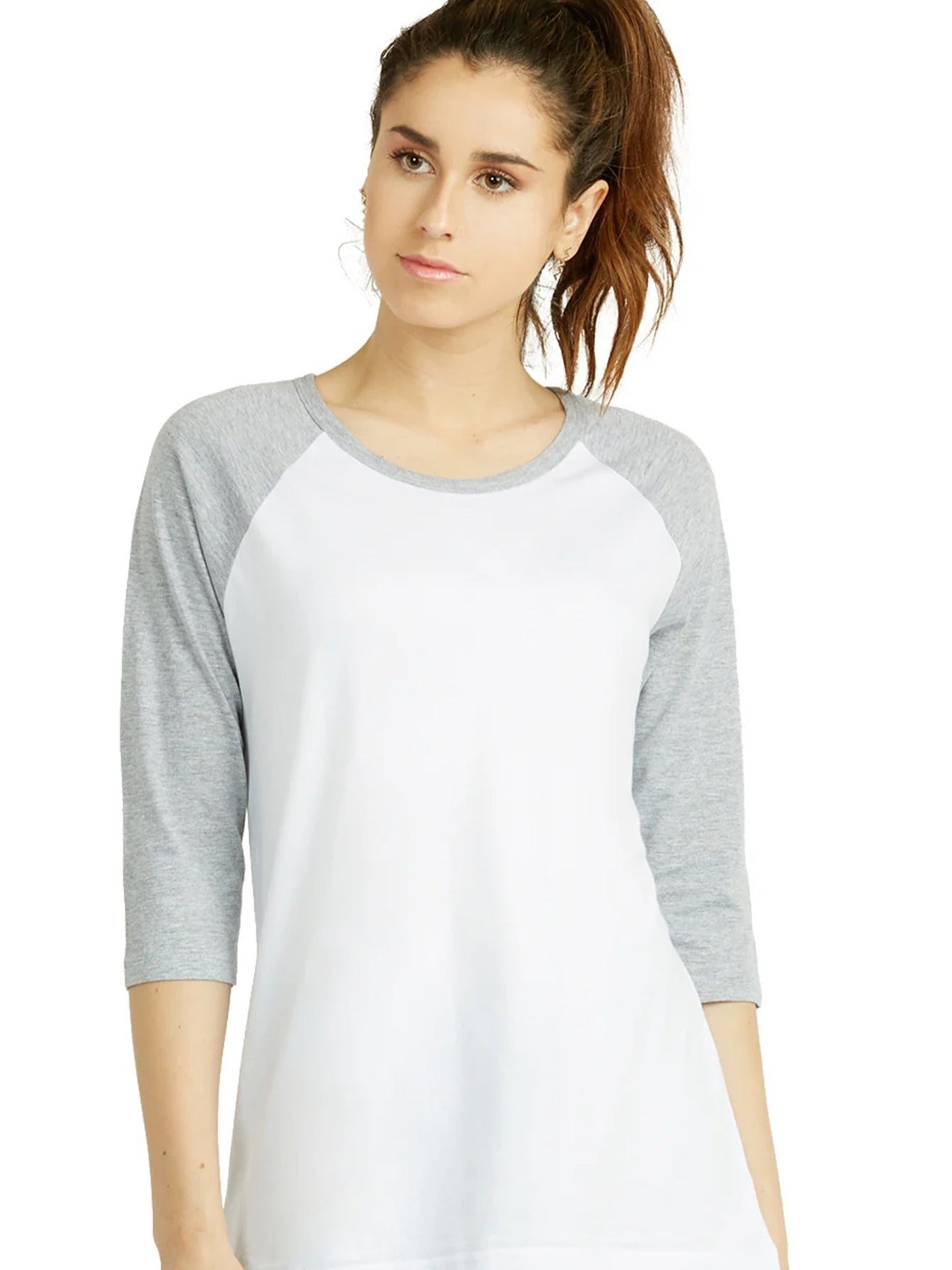 LADIES COTTON BASIC BASEBALL TEE