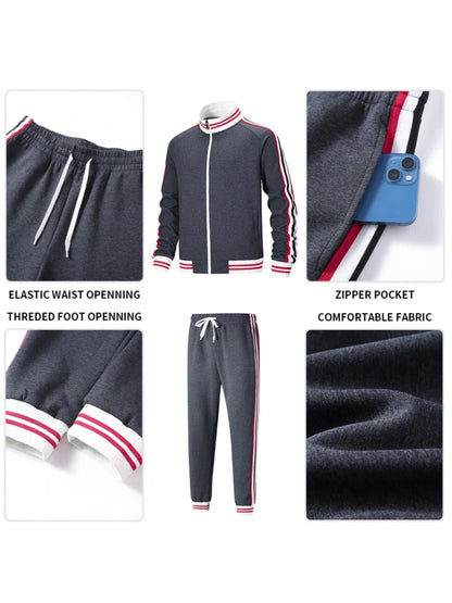 Men Track Suits Sets Long Sleeve Full-zip Sweatsuit Active Jackets And Pants 2pcs Outfits