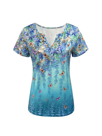 Retro Short-Sleeved T-Shirt with Butterfly Print for Spring And Summer