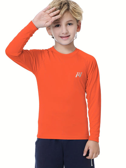 2pcs/Set Boys And Teenagers Round Neck Suit Quick Dry Fishing Running Swimming Polyester Clothes Two-Piece Basic Style Boys Clothes for Summer Outdoor Activities, for Outdoor