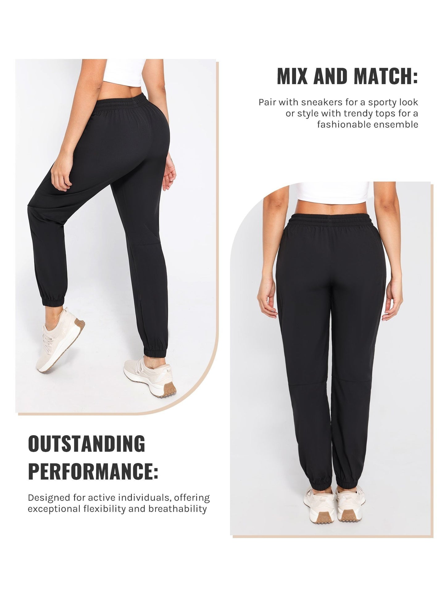 [Three Colors Available]1pc Womens Golf Pants Quick Dry Ultra Light Stretch Pockets Soft Workout Pants for Travel with Inside Drawstrings