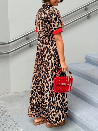 Women's Red Polyester Printed Short-Sleeve Dress - product view 5