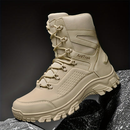 [Tactical Boots] Men's High-Top Tactical Boots - Heavy-Duty All-Terrain Outdoor Footwear With Slip-Resistant Rubber Soles, Ideal For All-Weather Hiking, Hunting, Climbing, And Mountaineering - Durable And Comfortable For Extended Wear