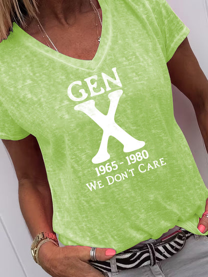 Casual Gen X Graphic Print TShirt, Gentle Drape Elegant Summer Tee, Loose Fit All Body Types, SkinFriendly Breathable Soft Comfortable Fabric, Easter's Day, Home Wedding Commute Outing Ready