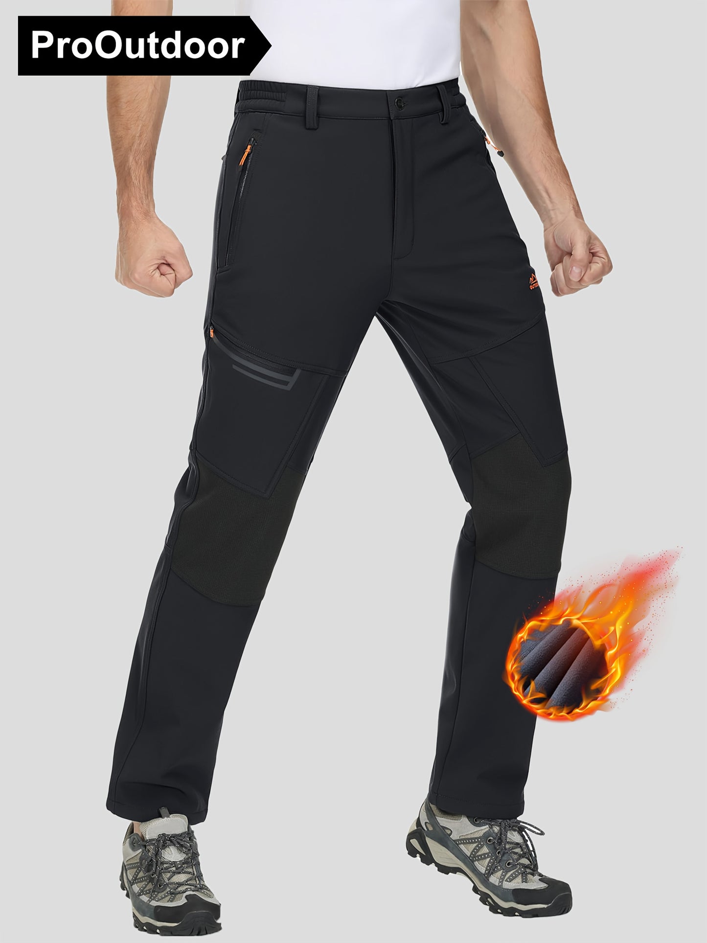 Men's Winter Fleece Pants Outdoor Softshell Pants Thickened Warm Lined Camping Fishing Trekking Hiking Pants Casual Trousers