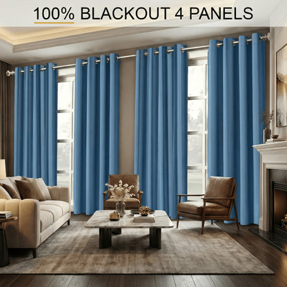 4-Piece Blackout Curtain Panels - Thermal Lining for Bedroom Privacy