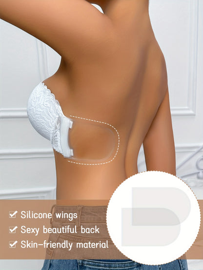 Summer Women's Sexy Lace Half-Cup Shoulderless Bra - Back Support, Back Cross Straps Create Beautiful Back Lines, Silicone Invisible Bra, Non-detachable Cups - Shipped From Local Warehouse