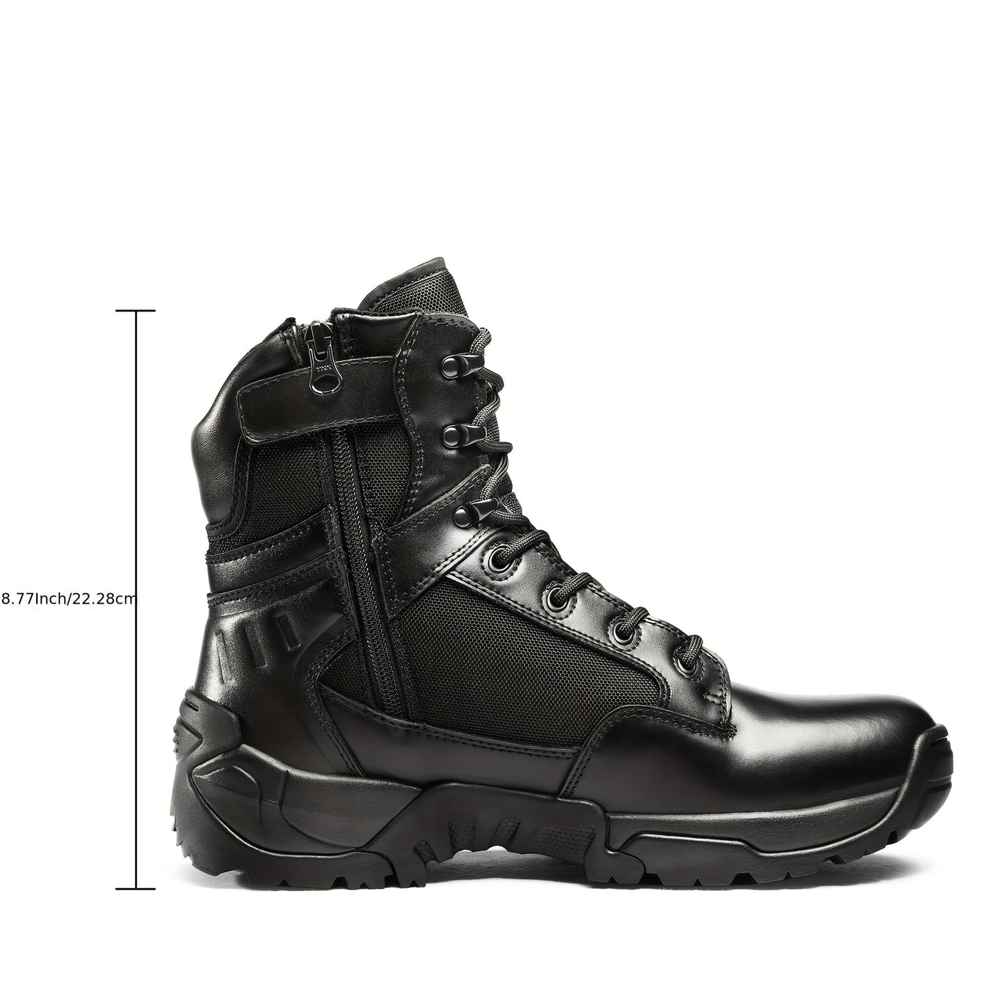 Men's Tactical Boots 8-Inch with Side Zipper Lightweight High Quality Motorcycle Combat Boots Non-Slip Comfortable Hiking Boot Trekking Outdoor Hiking Jungle Running Mountaineering