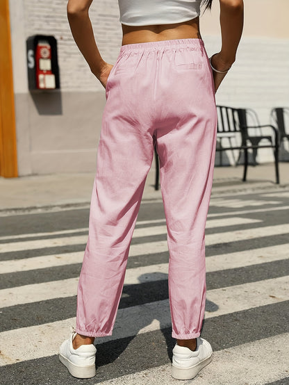 Women's Linen Pants - Summer High Waist Straight Leg Pants with Drawstring | Casual Beach Palazzo Pants | Boho Vacation Trousers for Travel
