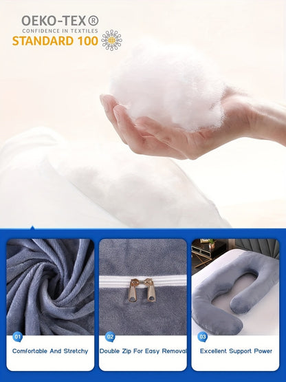 57-Inch J-Shaped Pregnancy Pillow - Breathable Washable Cover