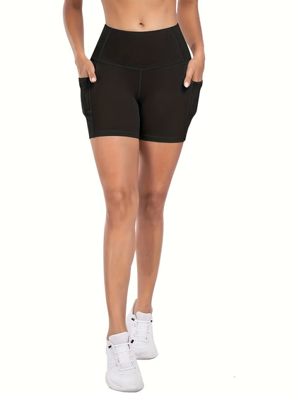 5pcs 5-Inch High-Waisted Rider Shorts, Women's Summer Shorts with Pockets, Ultra-Soft Belly Control No-See-Through Workout Running Yoga Shorts, 6-Inch Pant Length Shorts Mother's Day Gift