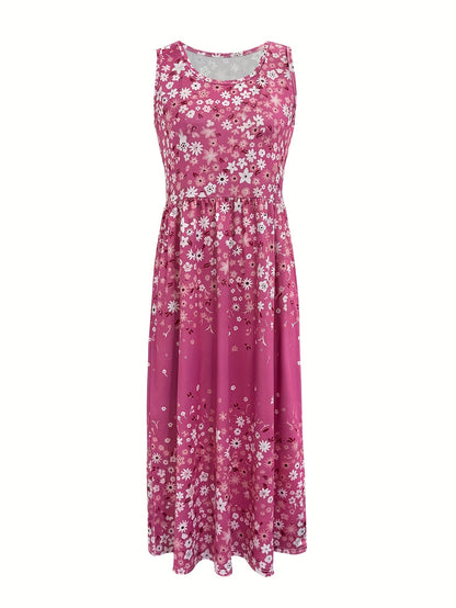 Spring And Summer Fashion Vacation Floral Print Vest Dress