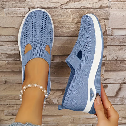 Women's Flats, Comfortable Elastic Woven Sneakers with Breathable Mesh for Casual Walking And Running, Lightweight Athletic Footwear, Women Shoes