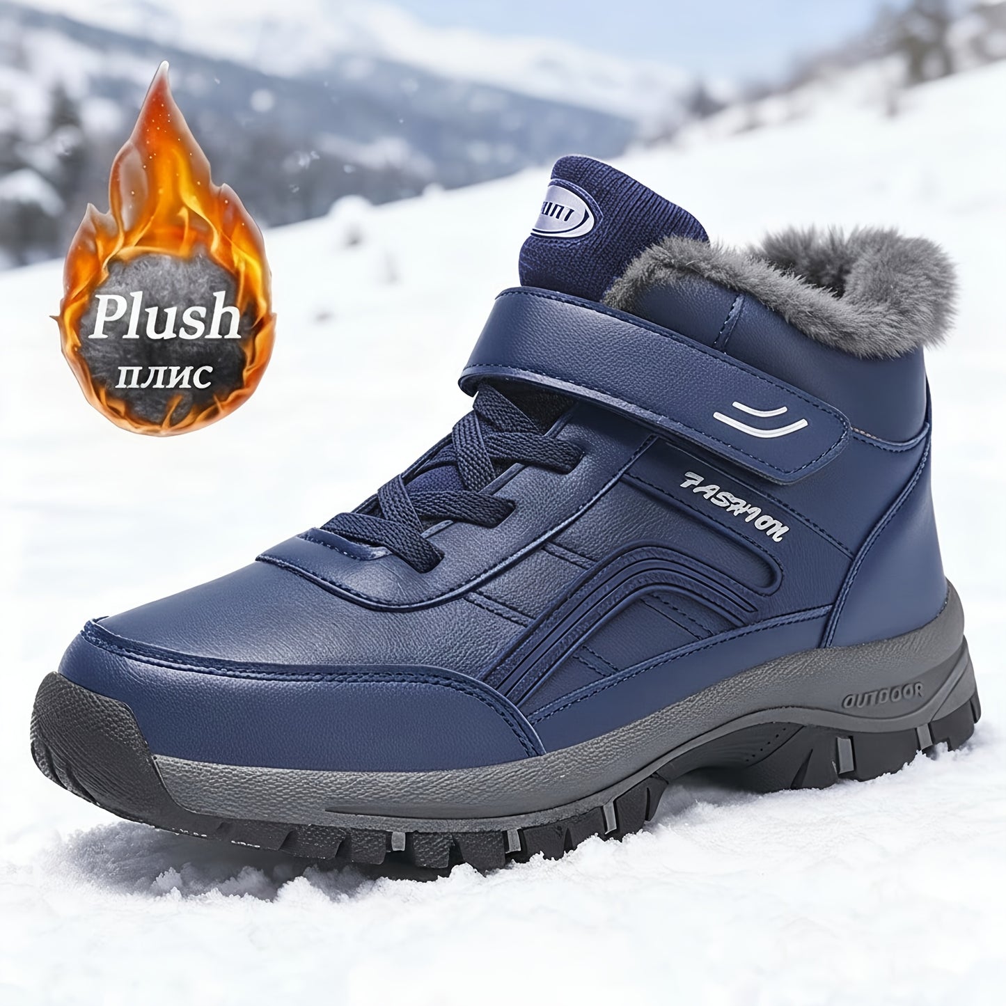 Men's Casual Snow Boots, High Quality High Top Lace Up, Anti Slip Windproof with Furry Lining, Suitable for Outdoor Walking Running Hiking, Wear-resistant And Anti Slip Outdoor Shoes, Autumn And Winter Boots