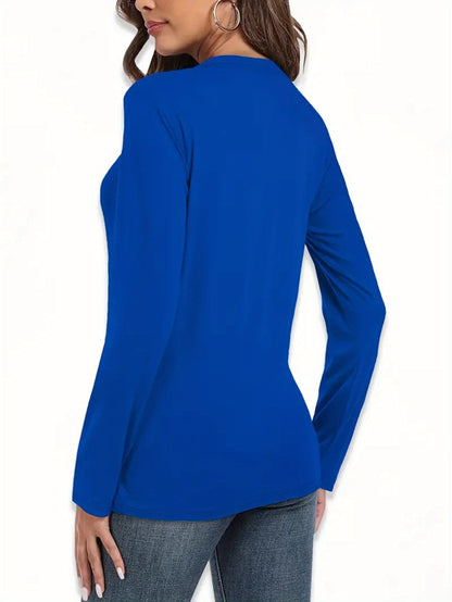 Vibrant Dragonfly Print Crew Neck Top, Soft, Breathable, Long Sleeve Top for Spring & Summer - Ladies' Casual Attire, Perfect for Outdoor