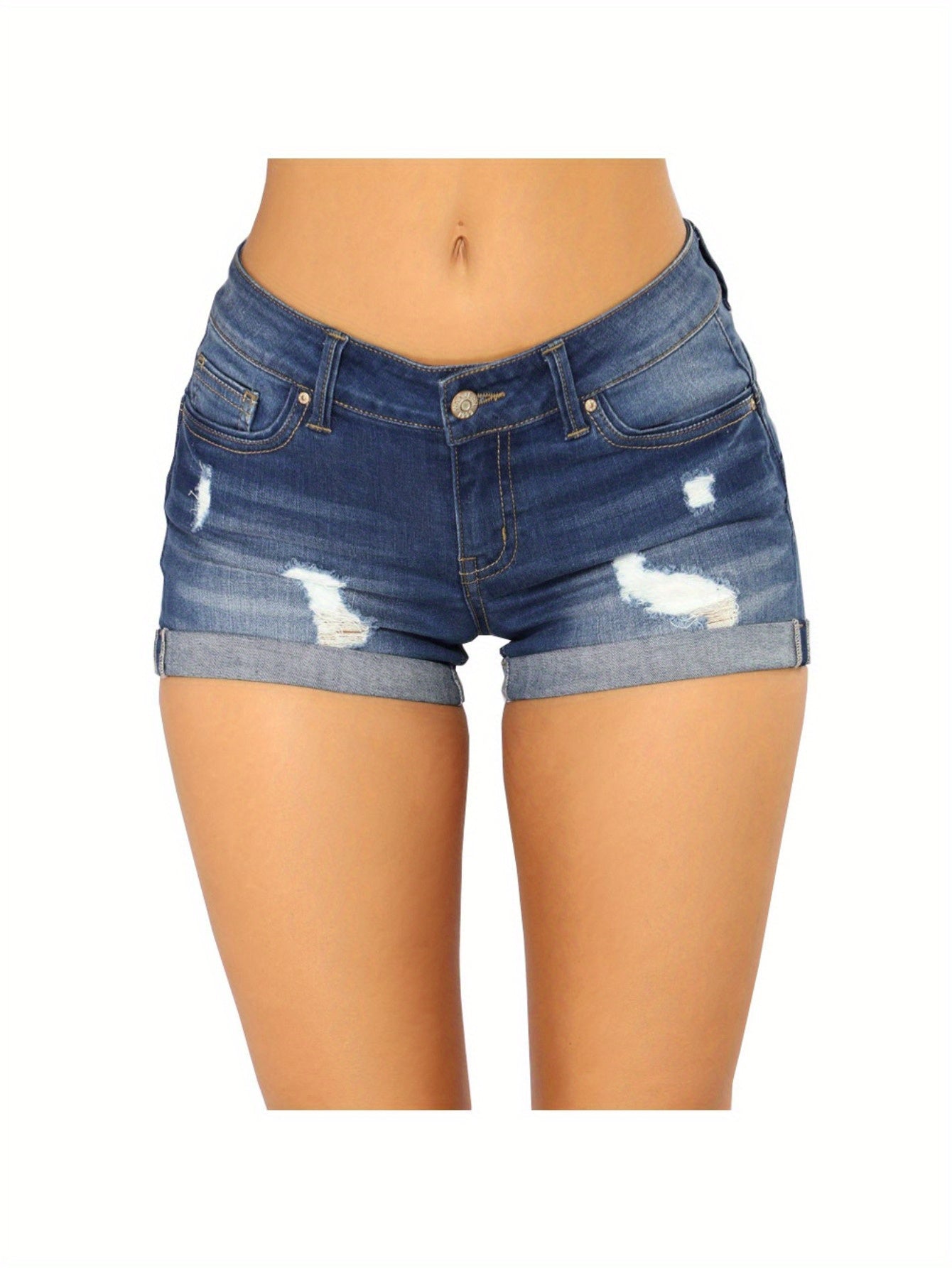 2025 Distressed Low Rise Denim Shorts: European Style Turn-Up Hem, Y2K Trendy, Spring Break Ready!