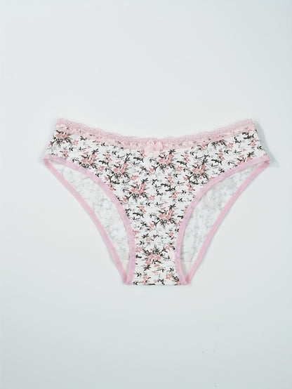 5-Pack Women'S Triangle Panties with Striped and Floral Print, Soft Stretchy 95% Breathable Underwear in Nude Pink - Comfortable & Light Beige-Friendly