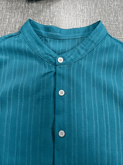 3-Pc Men'S Striped Shirts | Casual Comfortable, Regular Fit, Button Stand Collar, Ideal for Daily Wear And Beach Vacations