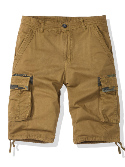 Plus-Size Men'S Outdoor Washing Multi-Pocket Tooling Tactical Shorts with Drawstring to Leave a Pocket Suitable for Outdoor Activities Such As Mountaineering And Camping, Plus Size