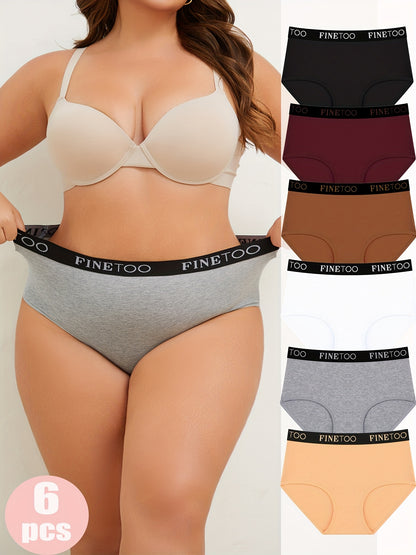 6pcs Set Of Women'S High Waisted Underwear - Made Of Soft Fabric, 95% And 5% Spandex, Comfortable And Fitted Mid Waist Pants - Simple Design For Daily Wear, Cute Underwear