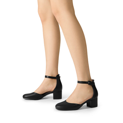 Women's Closed Round Toe Low Block Heels Ankle Strap Chunky Heel Pumps Dress Wedding Office Party Shoes Closed Toe Heels for Women Heels Closed Round Toe Chunky Block Pumps Shoes