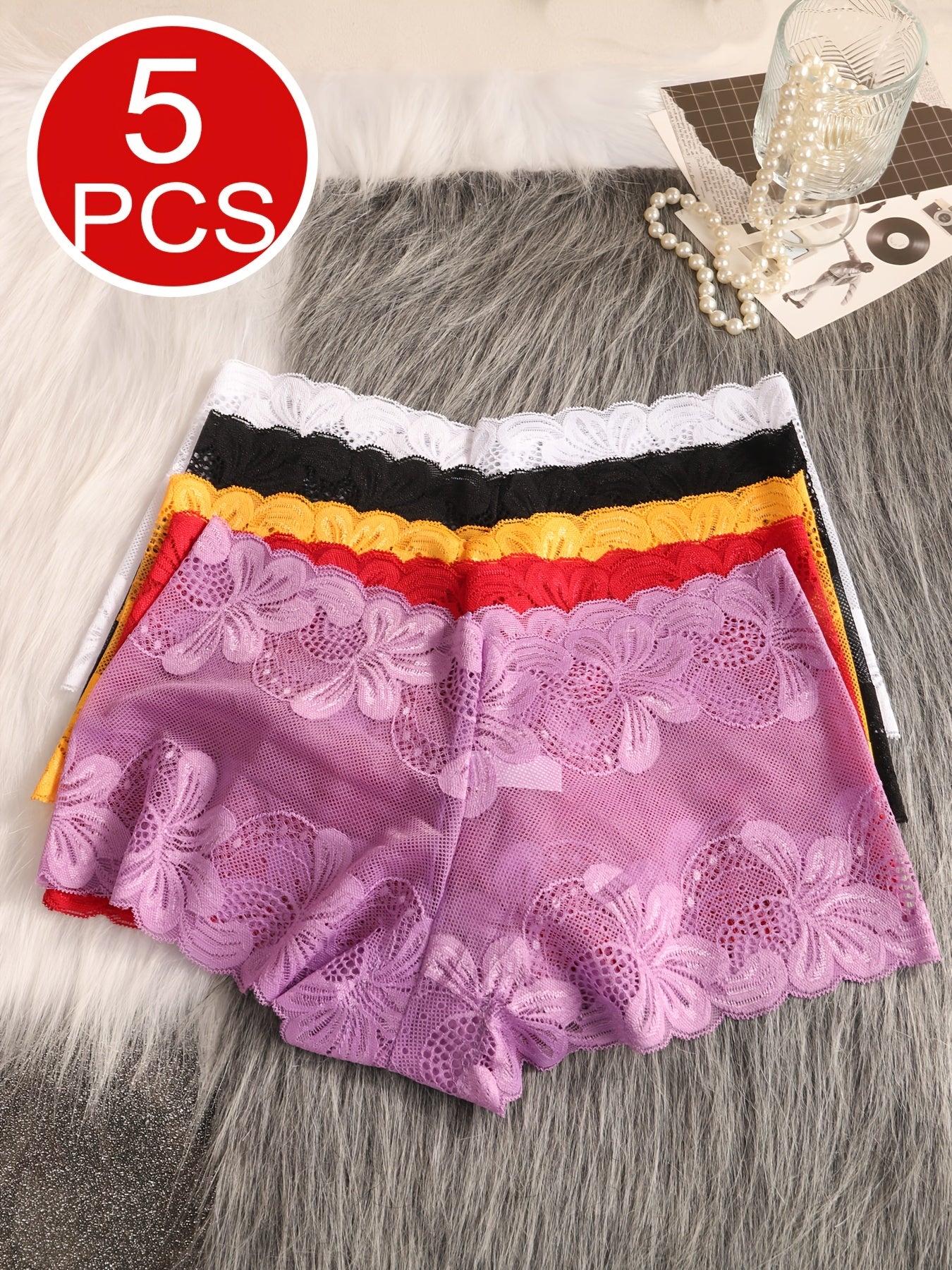Women's 5-pack Of Assorted Colors Lace Underwear - product view 12