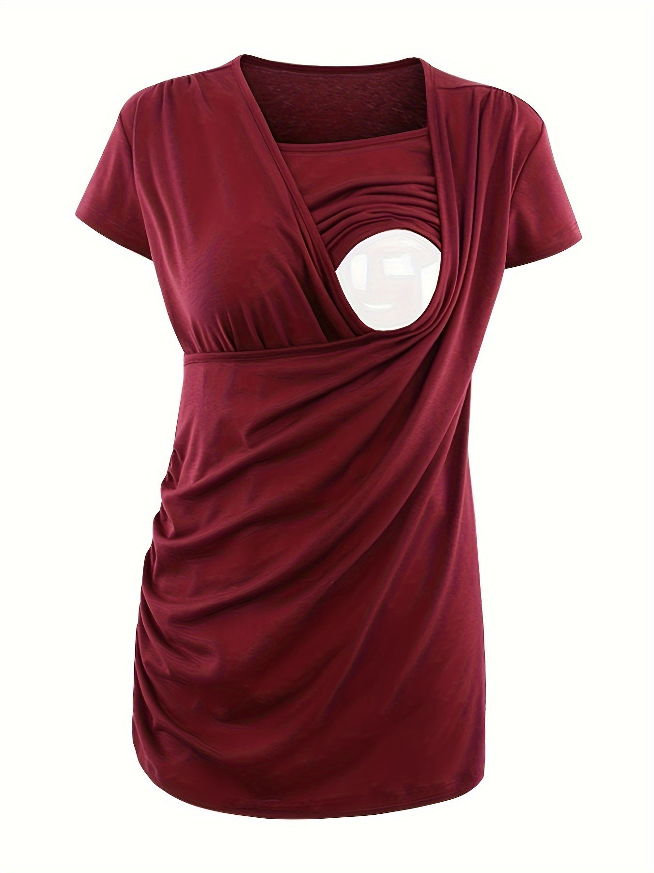 Set of 3 Women'S Short Sleeve Maternity Tops with Side Ruching for Breastfeeding