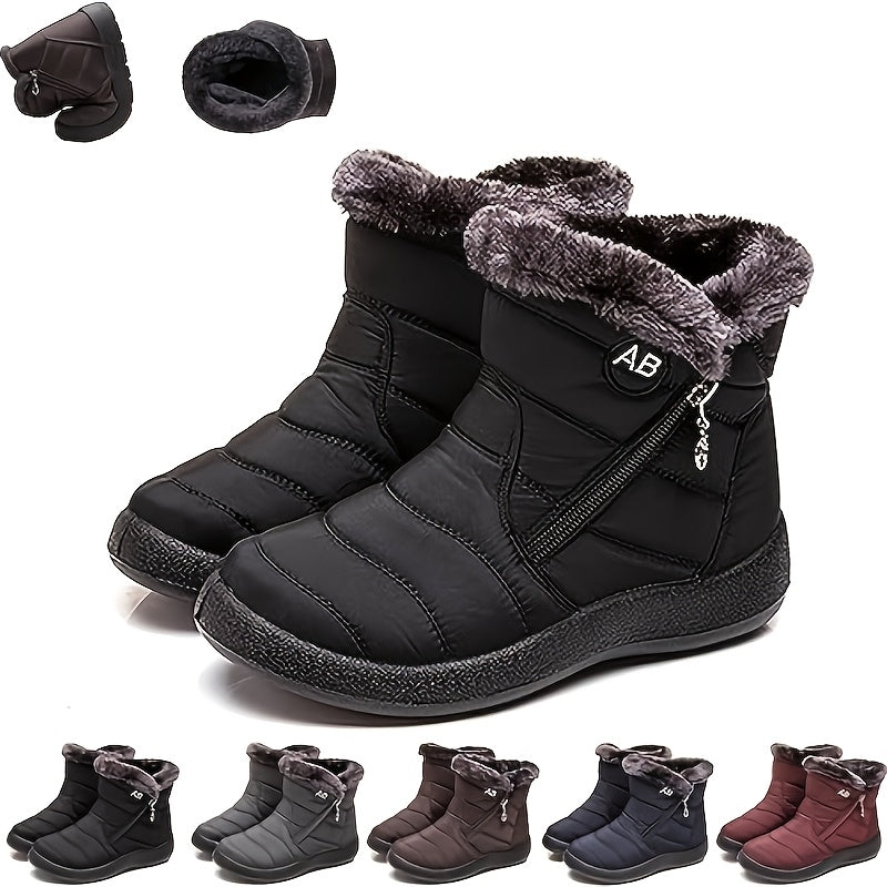 Women'S Snow Boots Winter faux fur Lined Ankle Boots Ladies Side Zipper Warm Lightweight Booties Outdoor Anti-Slip Walking Boots, Women Shoes