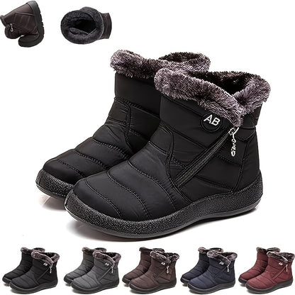 Women'S Snow Boots Winter faux fur Lined Ankle Boots Ladies Side Zipper Warm Lightweight Booties Outdoor Anti-Slip Walking Boots, Women Shoes
