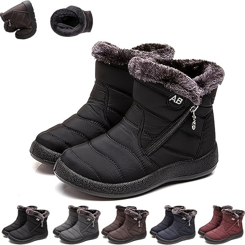 Women'S Snow Boots Winter faux fur Lined Ankle Boots Ladies Side Zipper Warm Lightweight Booties Outdoor Anti-Slip Walking Boots, Women Shoes