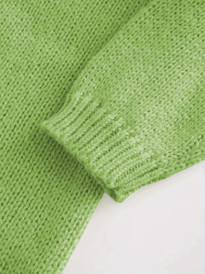 Plus Size - Plus Size Elegant Cuff Lapel Sweater-Soft Fabric, Simple Three-dimensional Color Design, Ideal For Autumn And Winter Casual Wear, Women'S Long Sleeve Sweater, Elegant Style