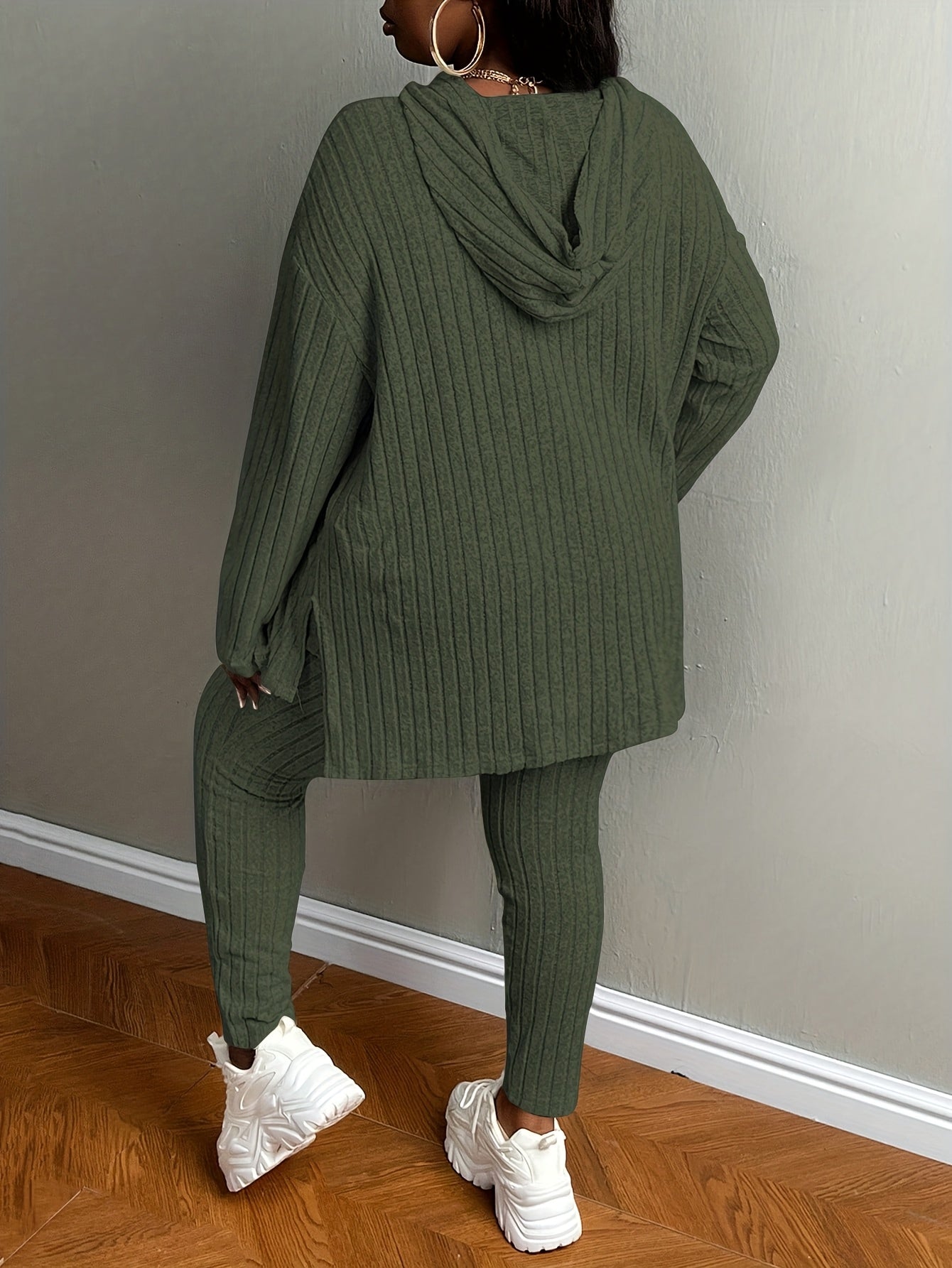 Plus Size, Women's Plus Size 2pcs Outfits Sweatsuits Sets Long Sleeve Hoodies Lounge Sets