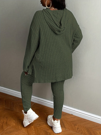 Plus Size, Women's Plus Size 2pcs Outfits Sweatsuits Sets Long Sleeve Hoodies Lounge Sets