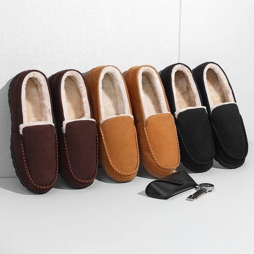 Men's Winter Warm Loafer Dress Shoes with Non-Slip Rubber Sole & Plush Lining - Retro Round Toe Casual Footwear Suitable for /Outdoor, Office, for, Warm Sole for Floors