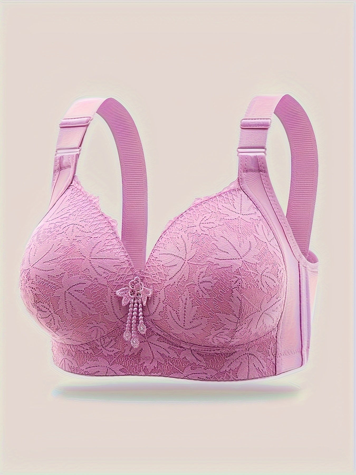 5pcs, Patterned, Adjustable, Gathered, Bra