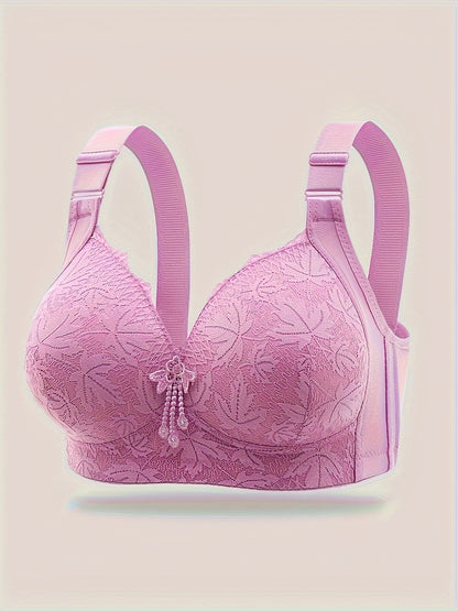 5pcs, Patterned, Adjustable, Gathered, Bra