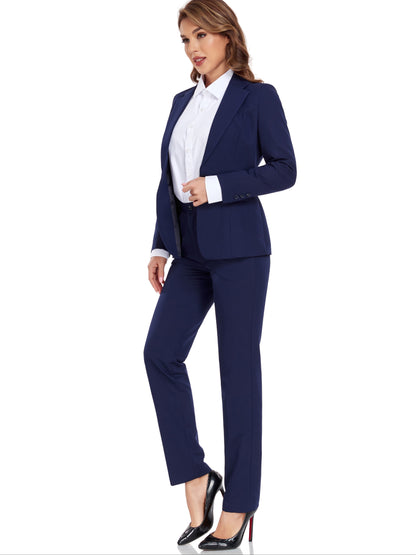 Women's Casual Slim Fit Business 2pcs Blazer Set Long Sleeve Button Blazer Skinny High Waist Pants Outfits Anniversary Graduation Season New Product