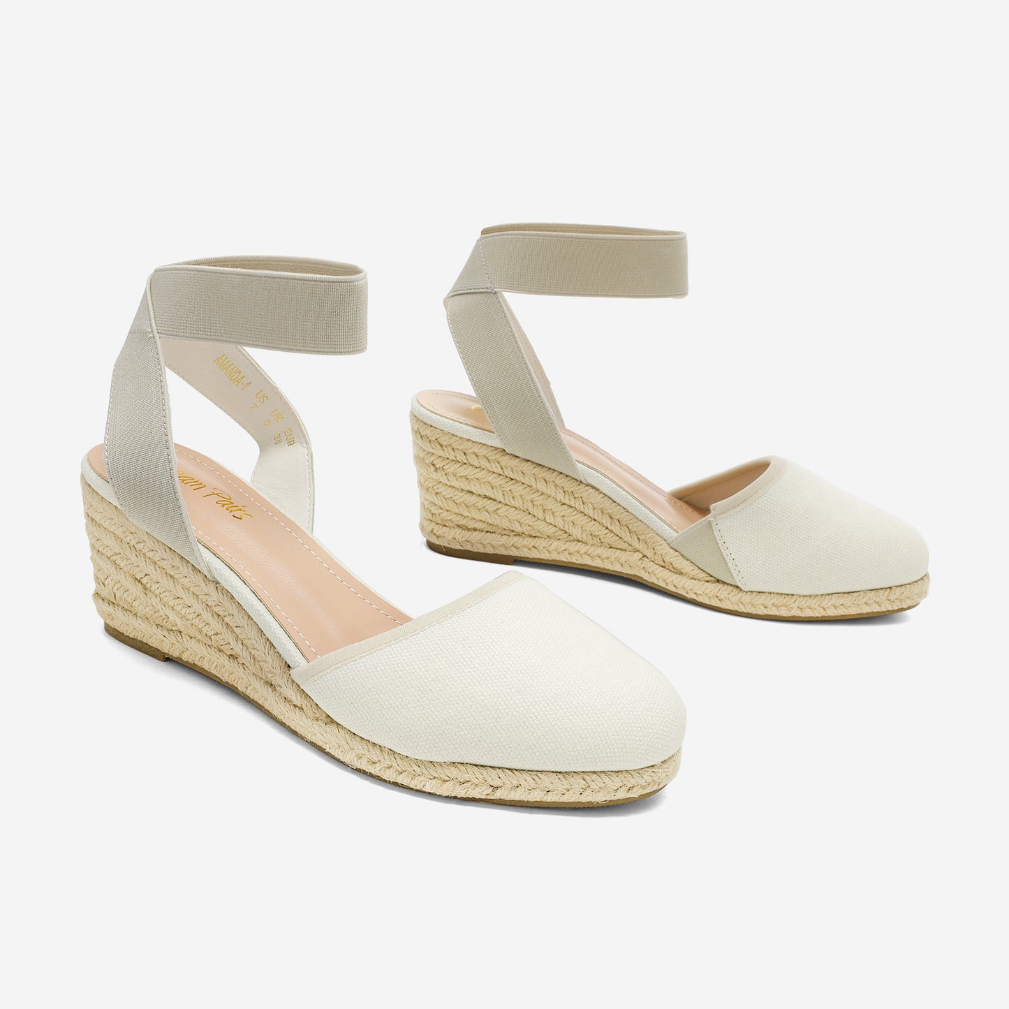 Women's Elastic Ankle Strap Espadrilles Wedge Sandals Summer Wedge Sandals Elastic Ankle Strap Espadrilles Platform Closed Toe High Heel Stretch Textile Bridal Shoes