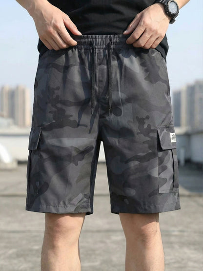 3pcs Men's Cargo Shorts, Casual Athletic Shorts - Multi-Pocket Ripstop, (Includes Wristband) Adjustable Waist (Black, Gray, Khaki) - Outdoor & Travel
