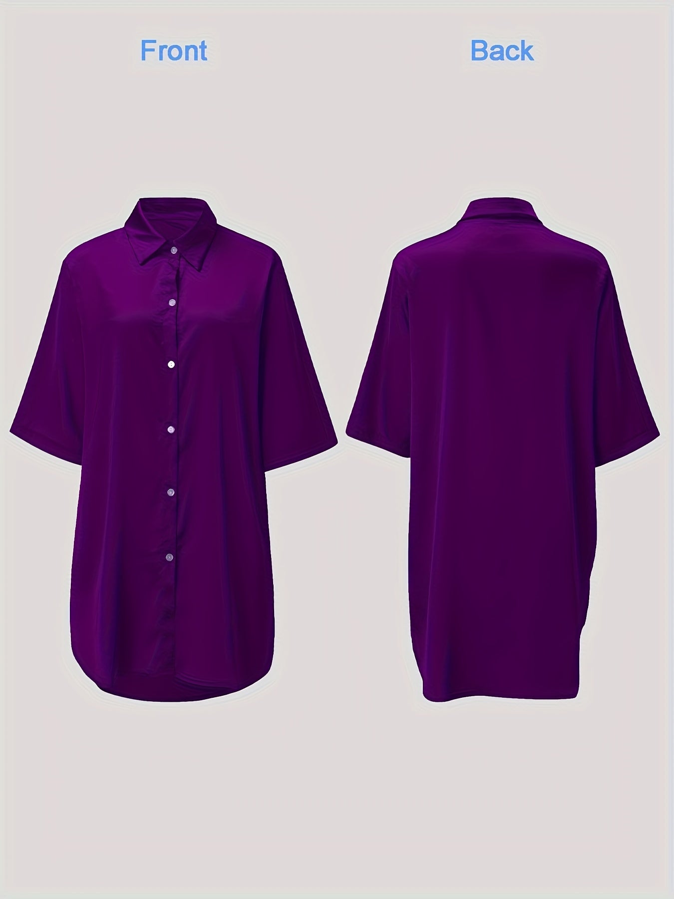 European And American Solid Color Sexy Shirt for Women Comfortable And Smooth Home Wear Long Pajamas